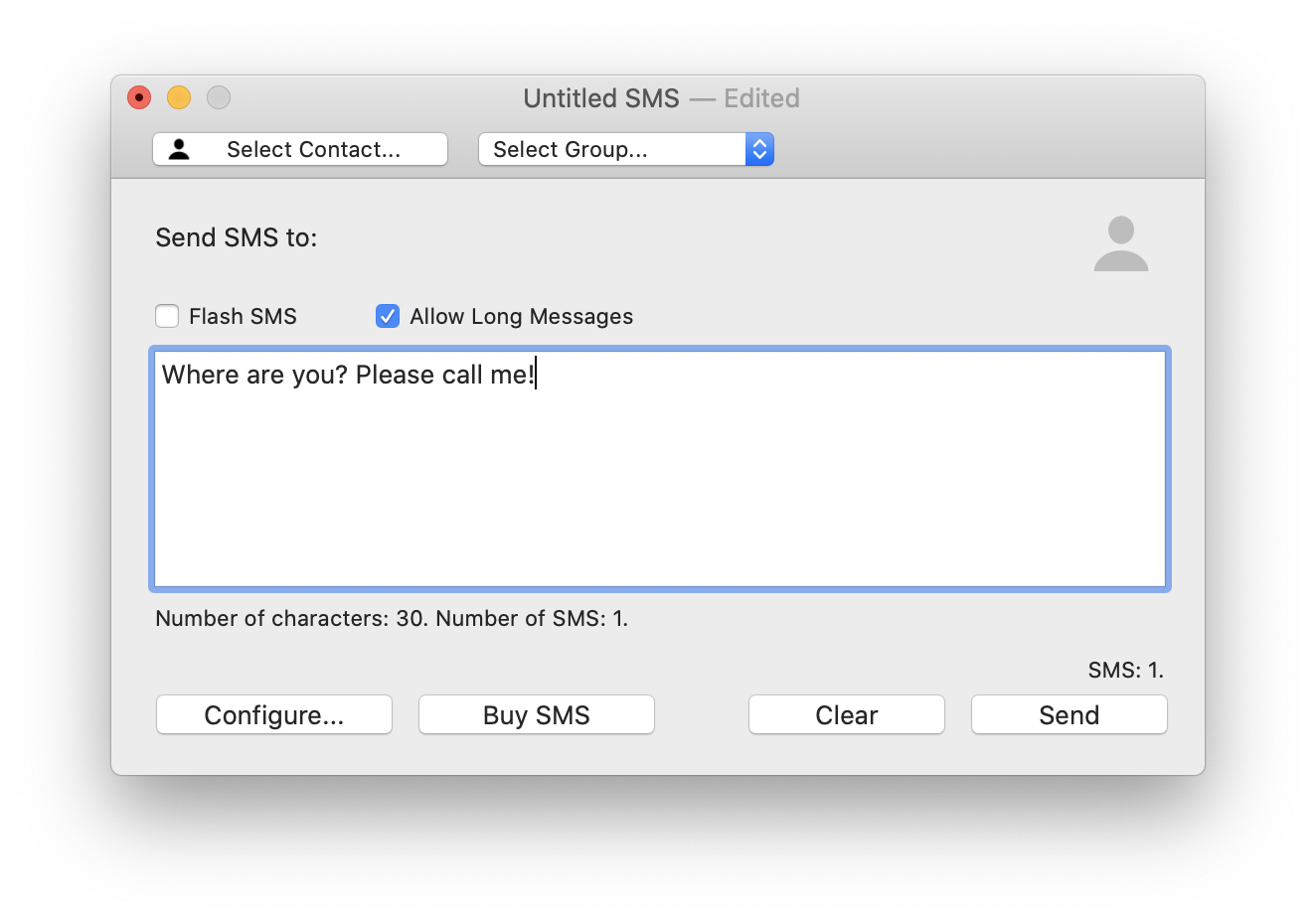 SMS Mac Window